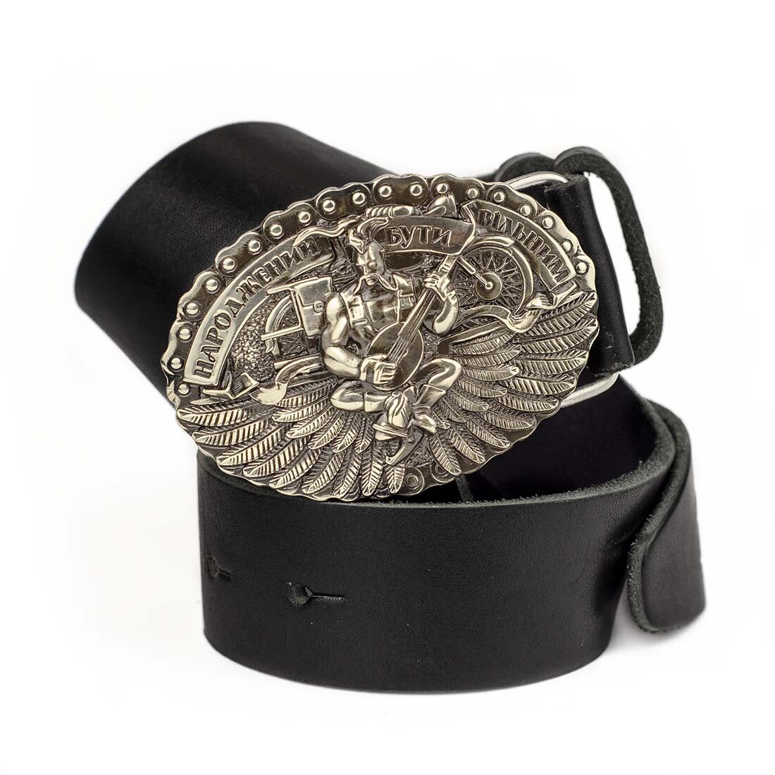 German silver belt buckle « Born to be free », Biker german silver belt buckle