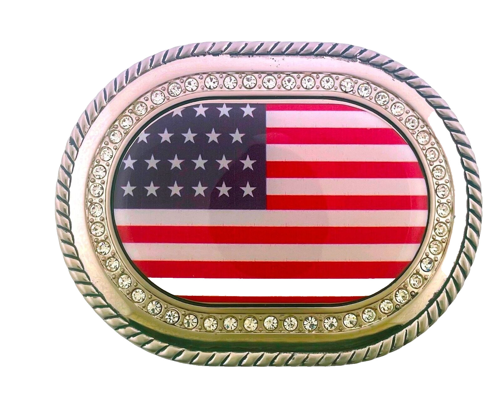 New Men Women US Flag United State America Country Belt Buckle Silver Metal ICED