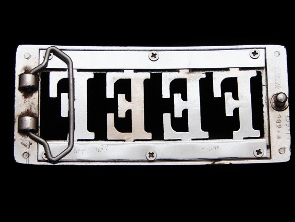MA31114 REALLY NICE INITIALS **FEEF** W/ CRYSTAL INSERTS BELT BUCKLE