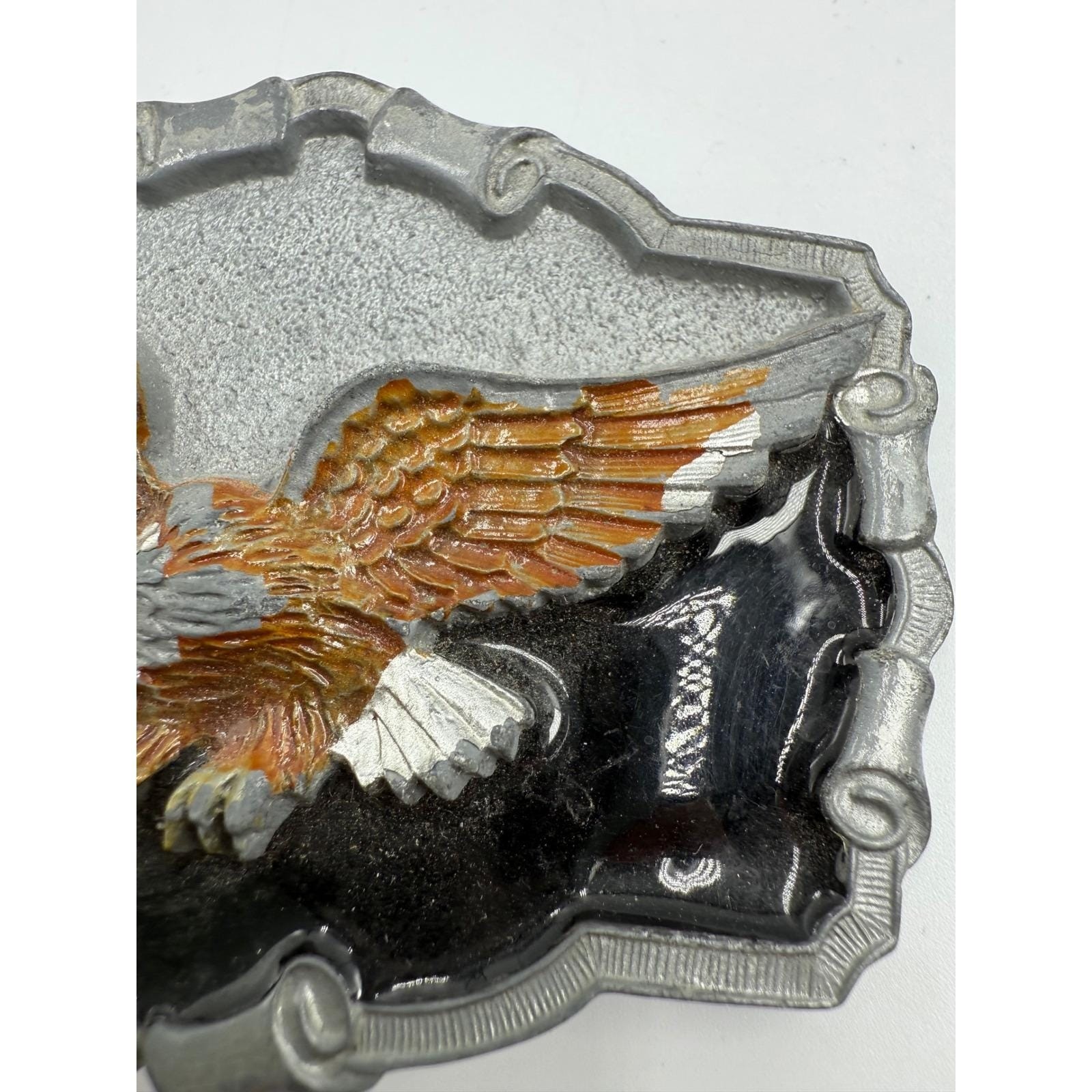 Vintage 1997 Great American Buckle Co Eagle Belt Buckle Pewter Tone 3D USA Made