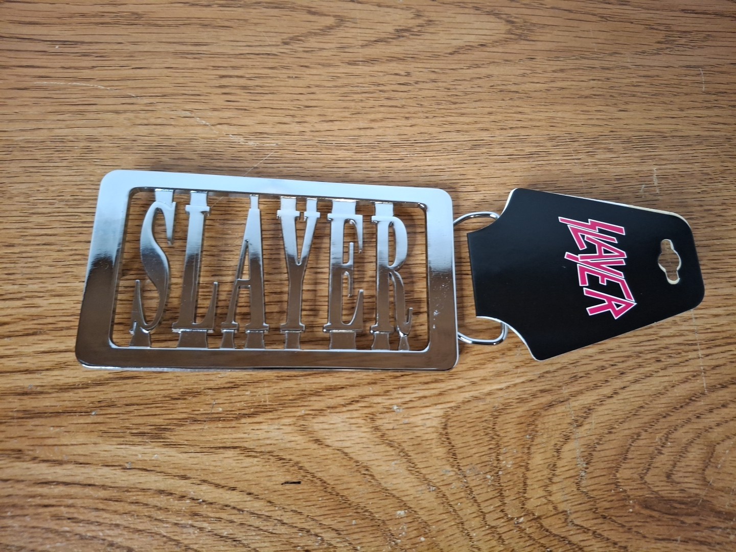 NWT SLAYER Heavy METAL MERCH SILVER LOGO BELT BUCKLE BRAVADO 5×2.5 2005