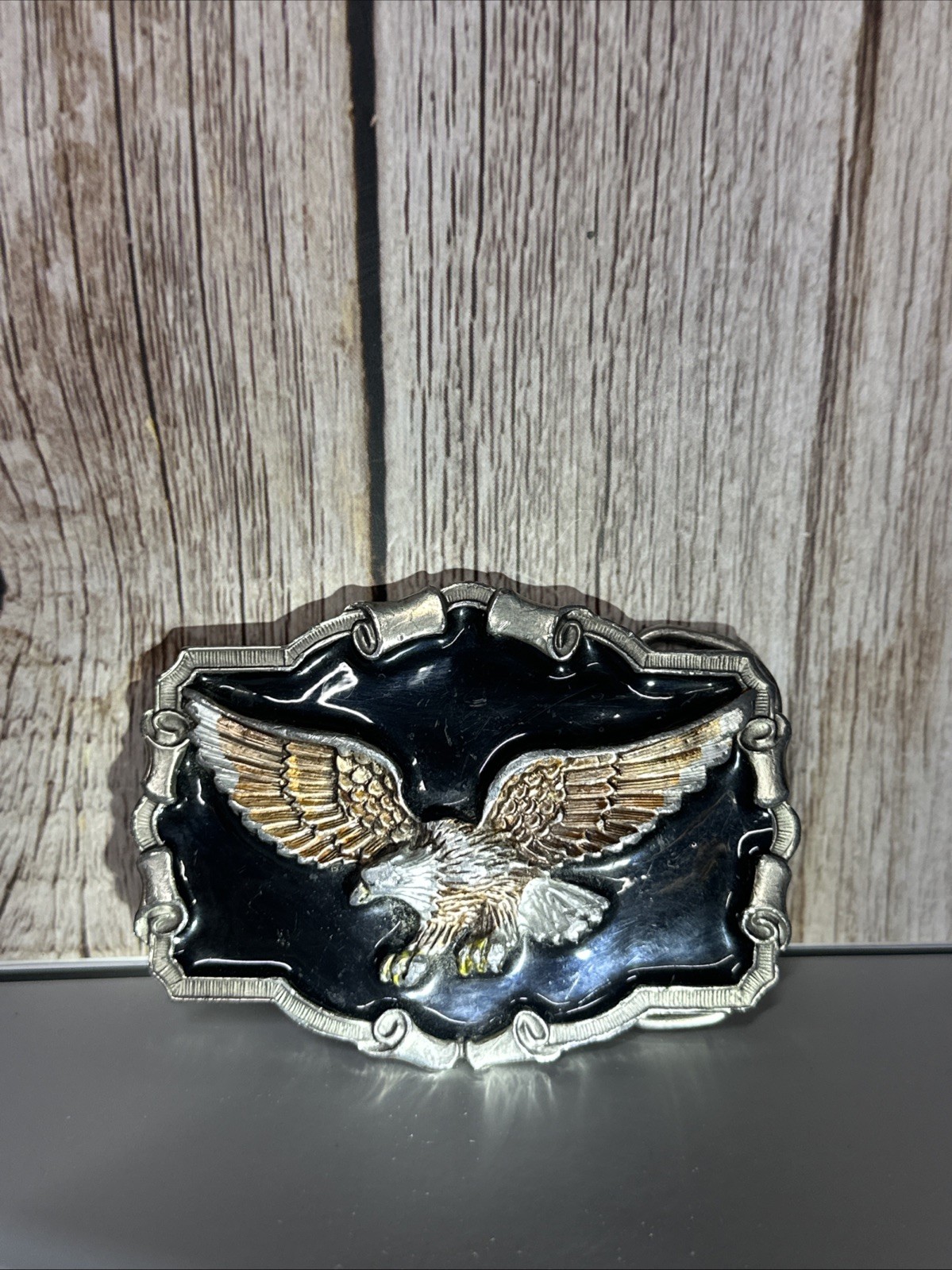 Vintage 1983 Enameled Harley Davidson Eagle Belt Buckle American Buckle Co
