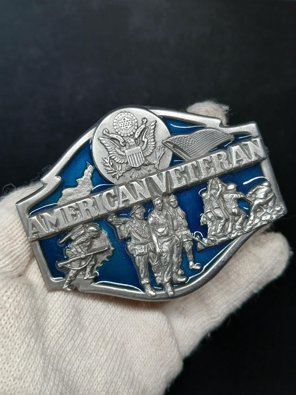 1988 Siskiyou American Veteran Enameled Belt Buckle