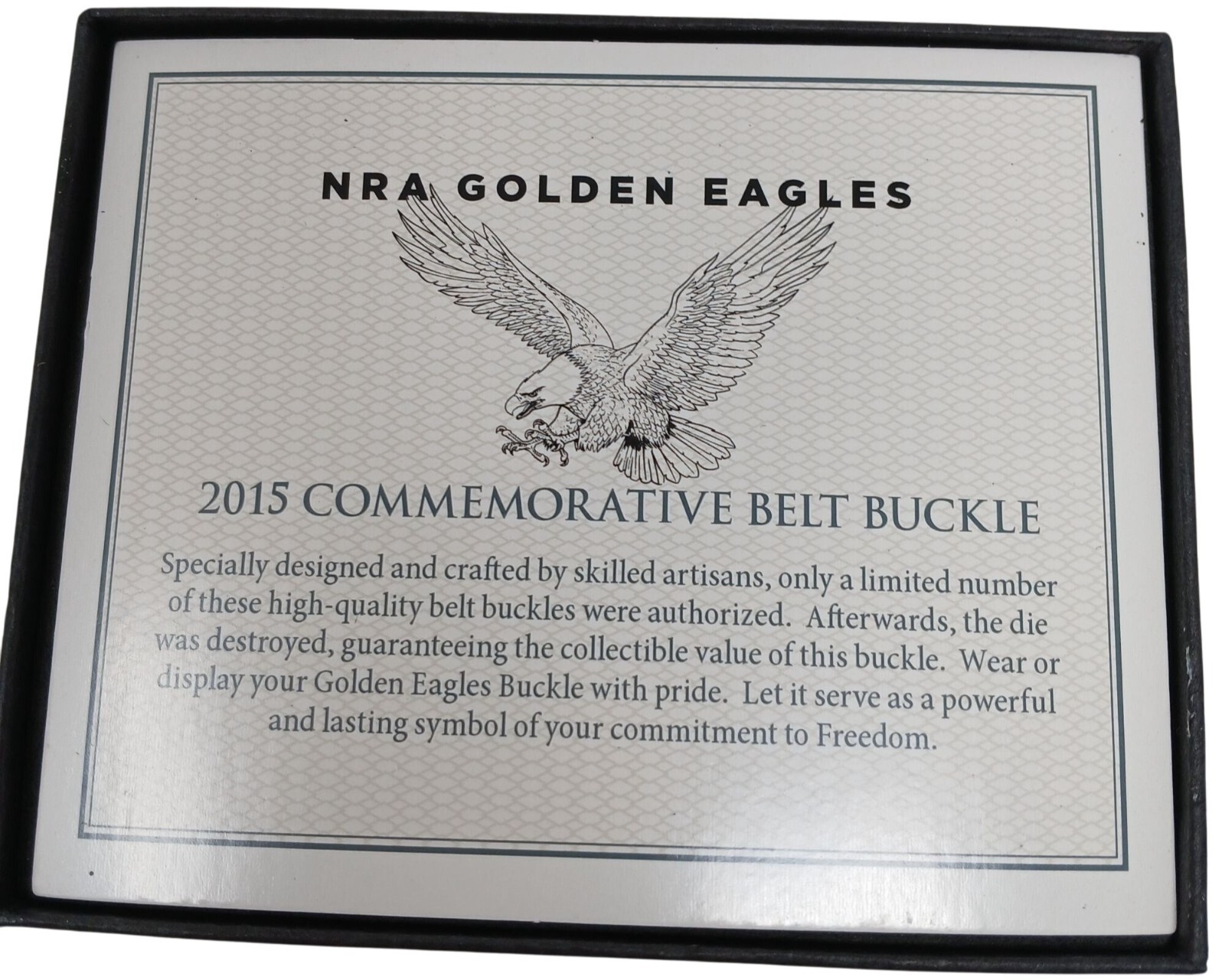NRA Golden Eagles 2015 Commemorative Belt Buckle Red White Blue Enamel Shield D6