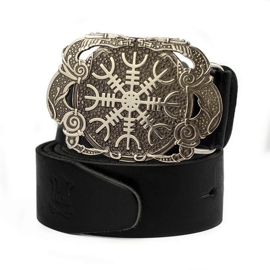 Helm of Awe german silver belt buckle, Viking Helm of Terror Scandinavian Pagan