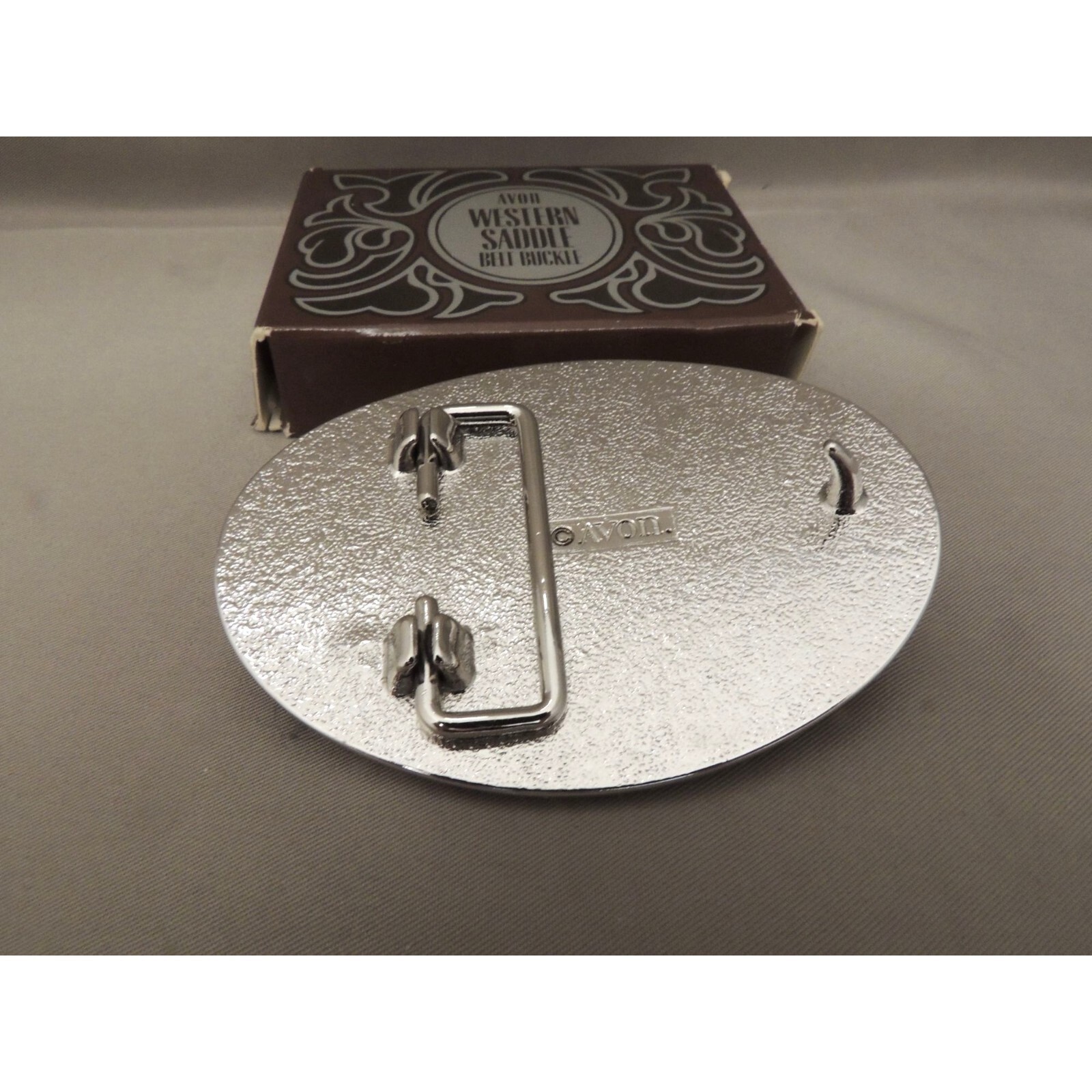 Avon Western Saddle Belt Buckle Silver Fits Belt Size Up To 1 1/2&Prime;