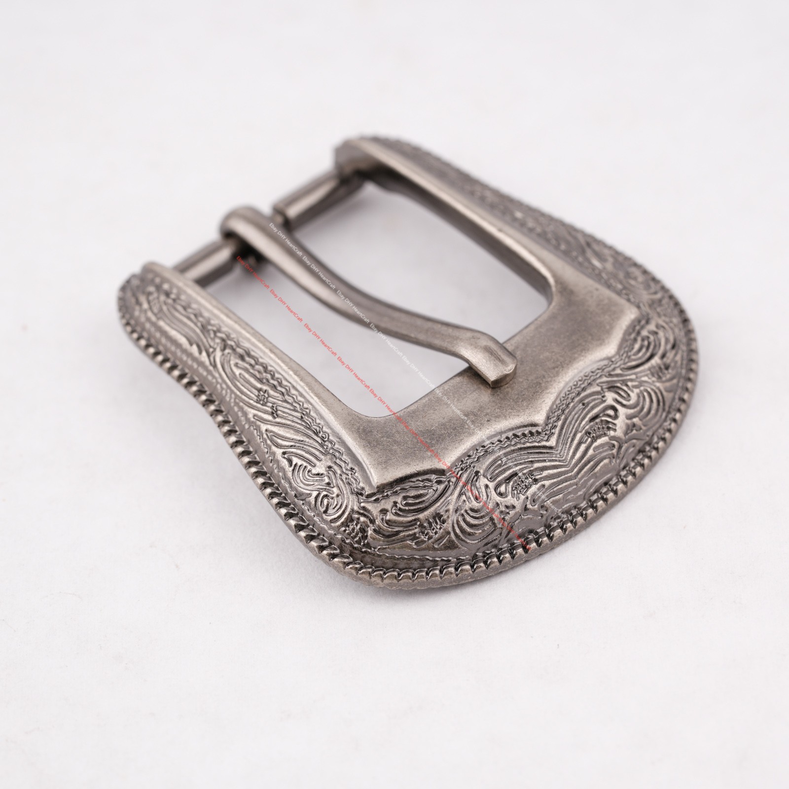 25MM Antique Western Cowboy Flower Engraved Leathercraft Belt Buckle 3-Piece Set