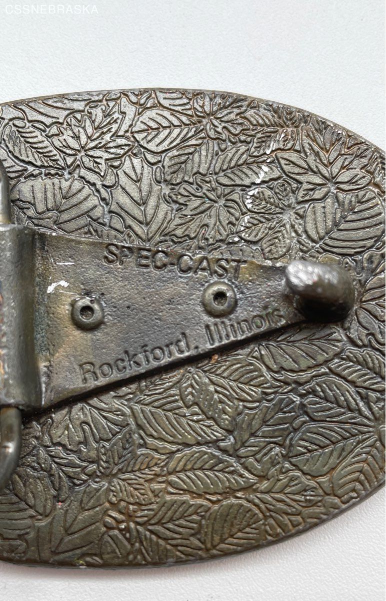 Dekalb Brown Belt Buckle Leather Metal Spec Cast Rockford Illinois – Size