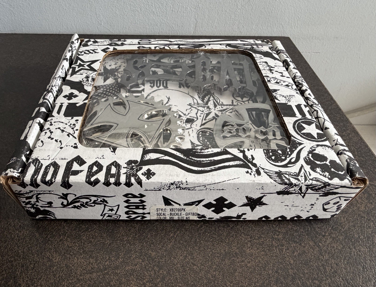 NO FEAR SO CAL BELT BUCKLE GIFTBOX 3PK BOTTLE OPENER SPROCKET IRON CROSS VTG Y2K
