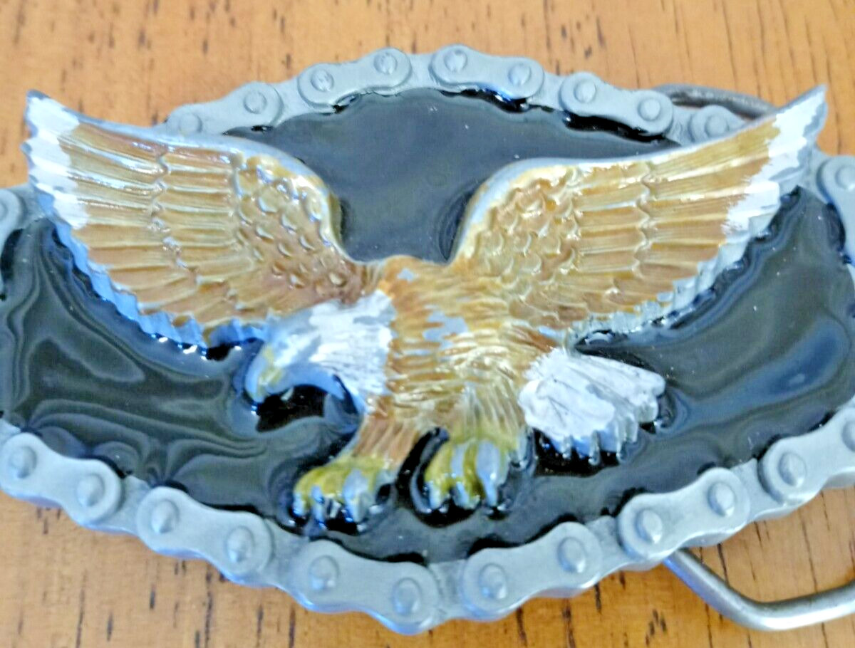 Great American Buckle American Eagle VTG 1983 Enamel Eagle Belt Buckle