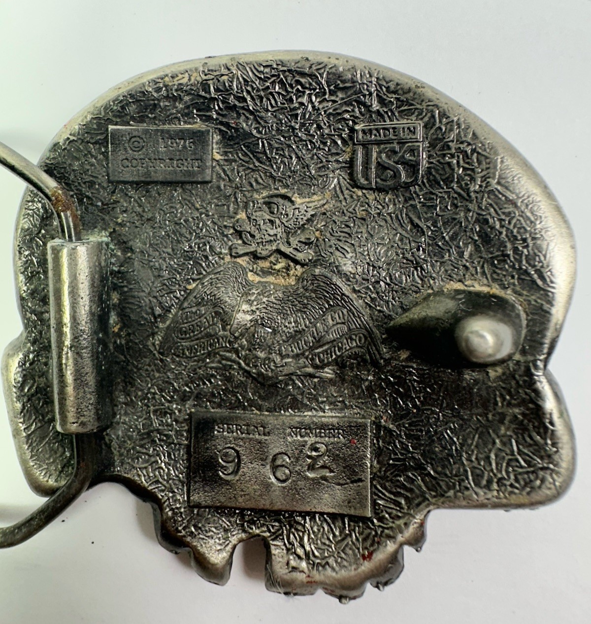 Vintage 1976 Skull Head Belt Buckle Great American Buckle Company