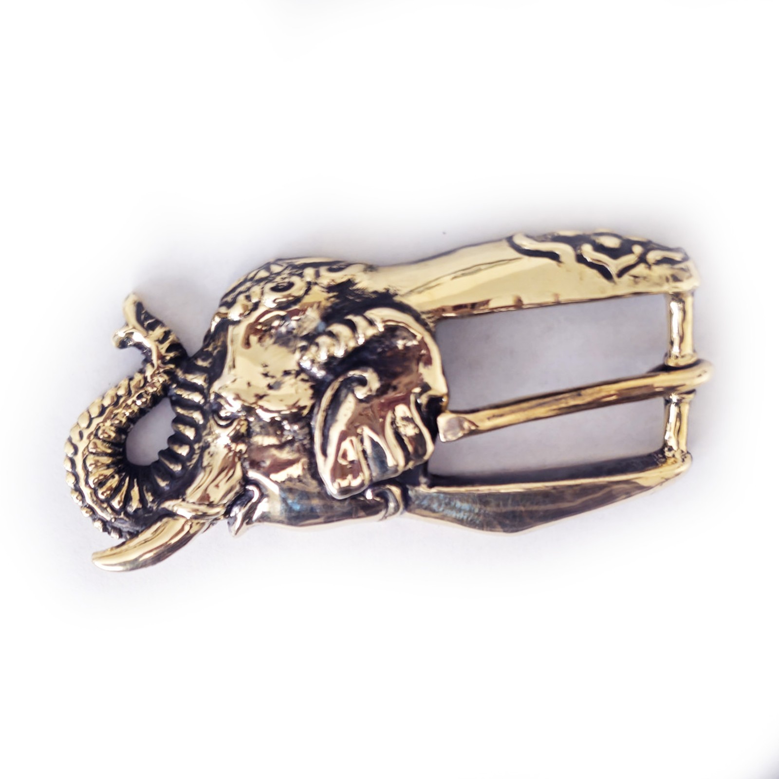 Elephant Head Brass Belt Buckle