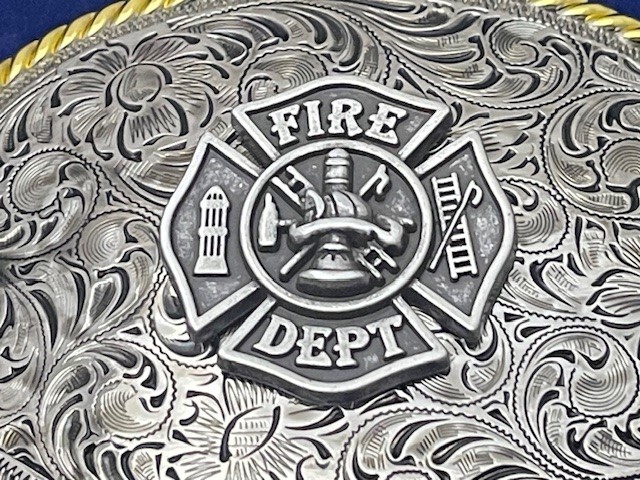 Firefighter FD Fire Department Western Style Buckle (Pewter)