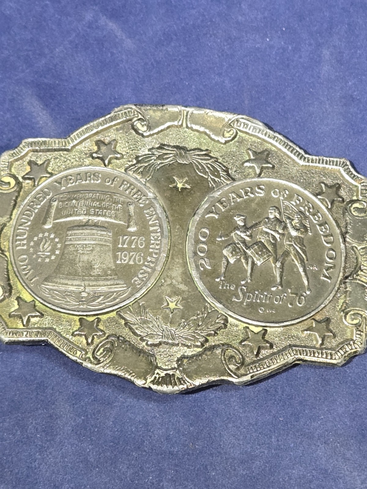 Vtg 1976 Lewis Buckles Spirit of 76 Liberty Bell USA Bicentennial Belt Buckle