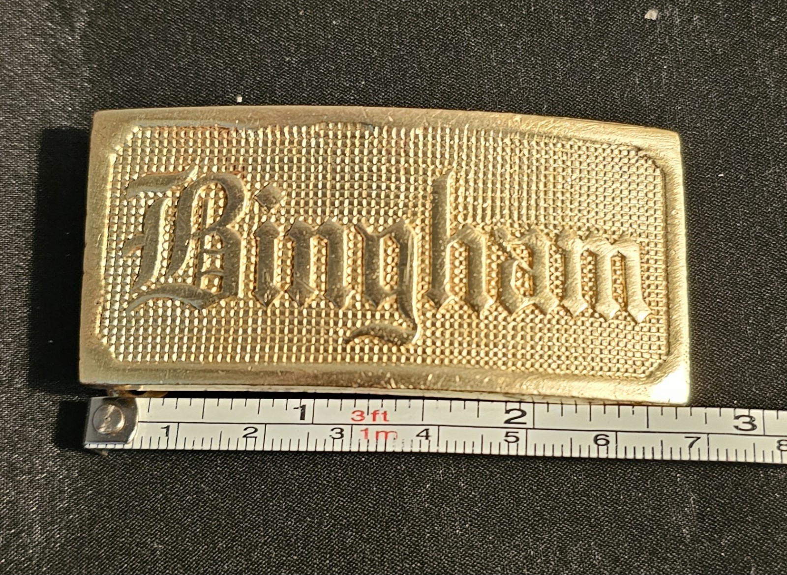Men&rsquo;s Brass « Bingham » Belt Buckle Engraved Textured Metal Fits 1.5 in Belt