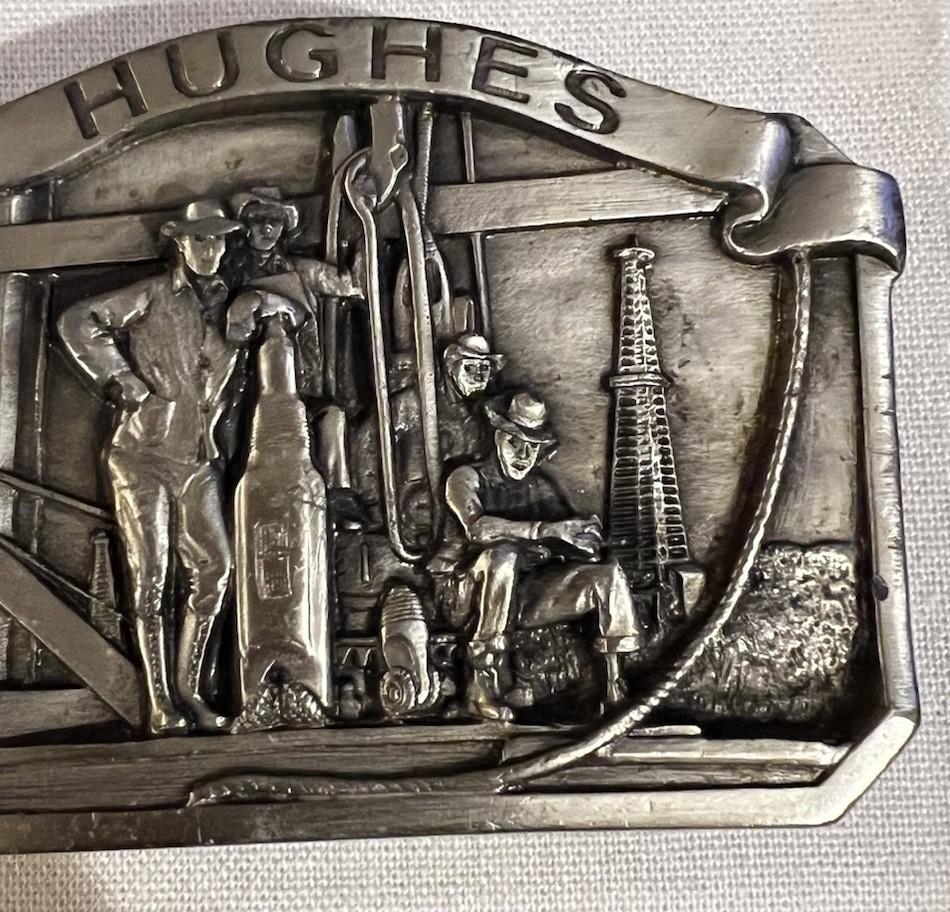 HUGHES TOOL COMPANY OIL DRILLING PEWTER BELT BUCKLE