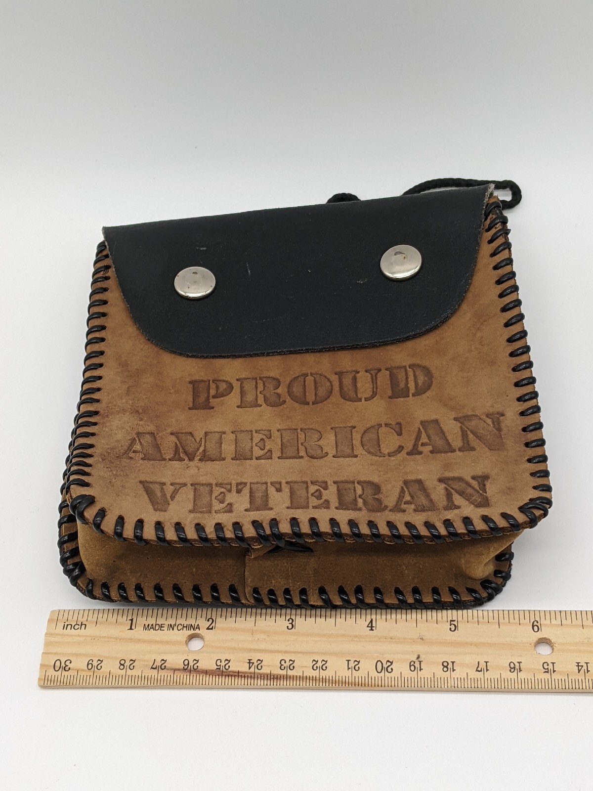 Proud American Veteran Brown/Tan Belt Bag Personal Accessory Case