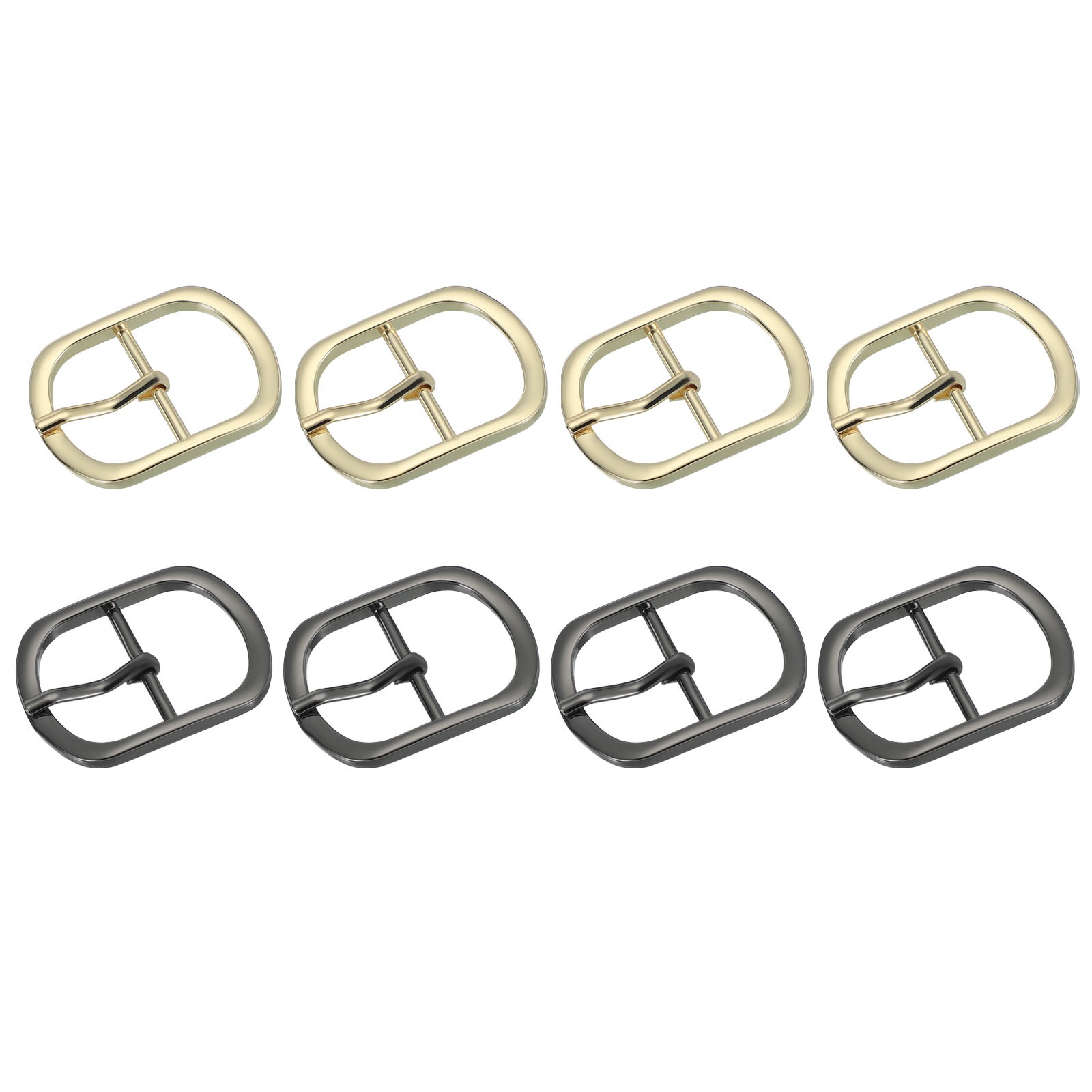 8Pcs 1.3&Prime; Single Prong Metal Roller Pin Belt Buckles Light Gold/Black