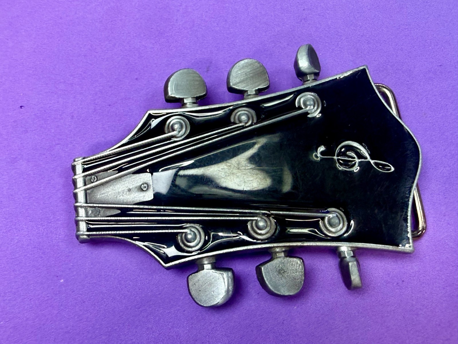 Guitar Head Stack Tuning Keys Black Enamel Cutout Belt Buckle by Jean&rsquo;s Friend