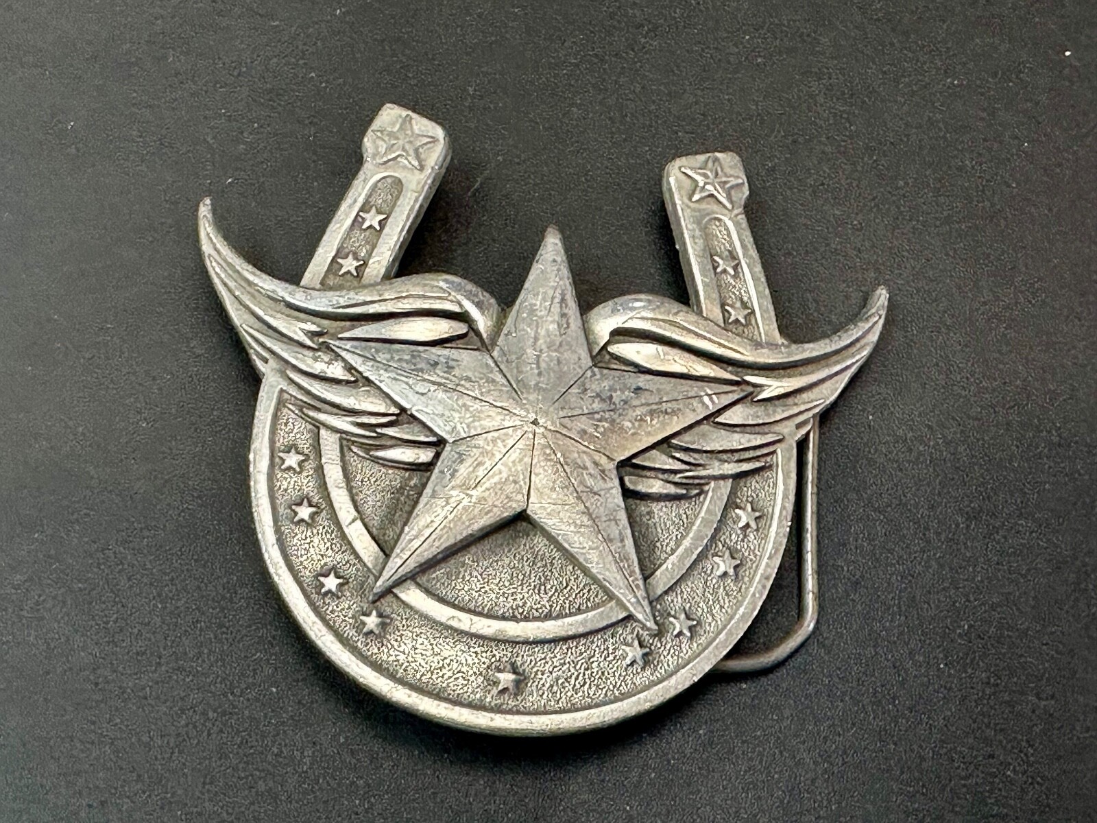 Lucky Star In Horseshoe Vintage 2004 Cutout Great American Products Belt Buckle