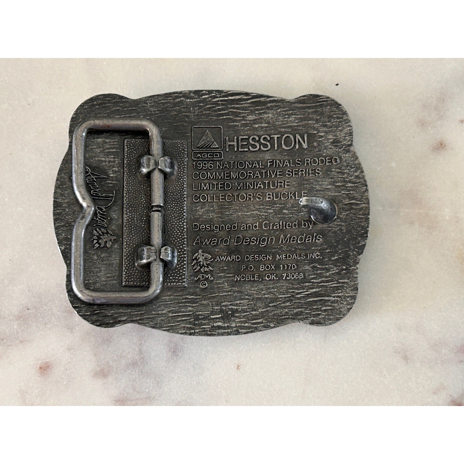 Hesston 1996 National Finals Rodeo Belt Buckle AGCO Commemorative Series Pewter