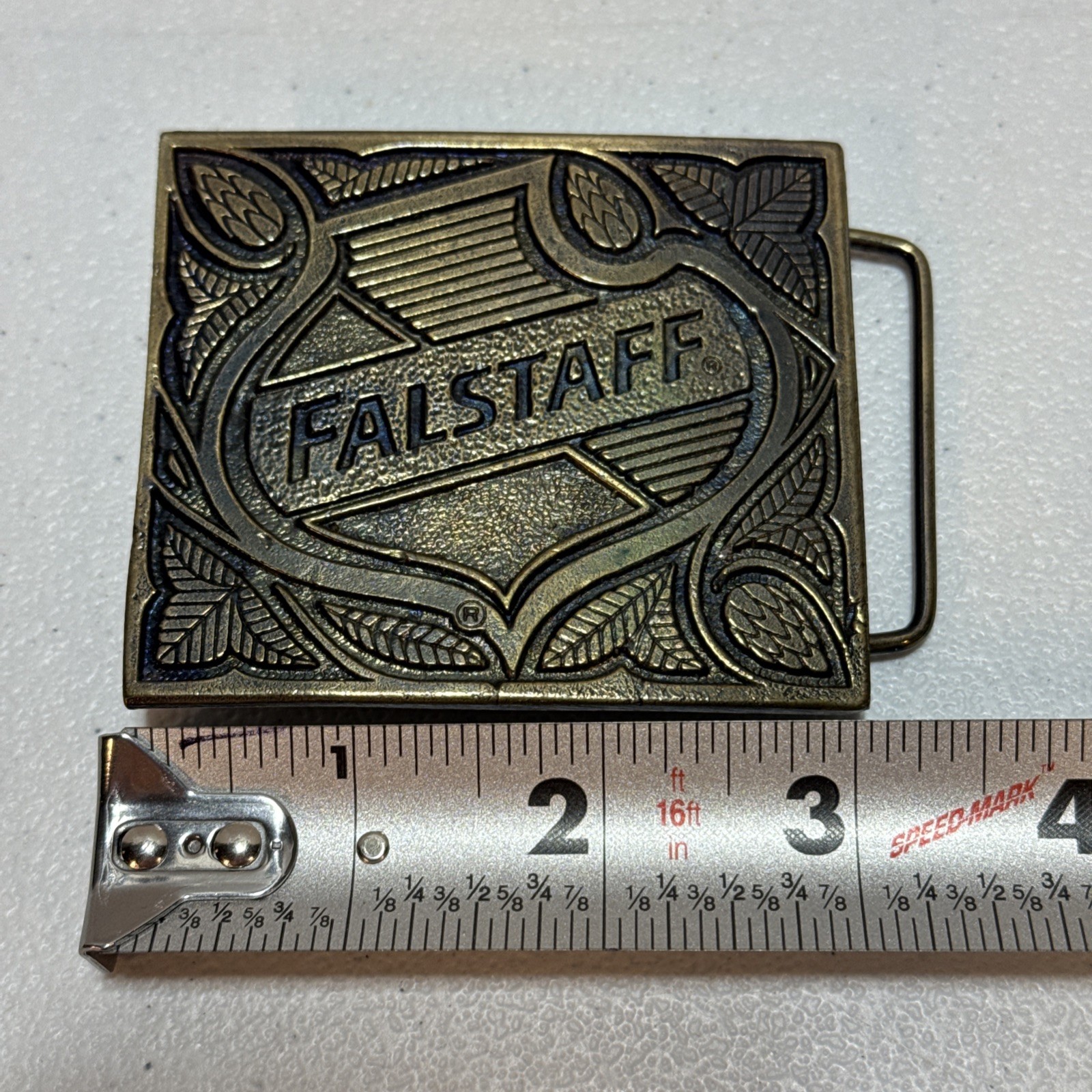 Falstaff Beer Brass Belt Buckle Vintage Wyoming Studio Art Works USA