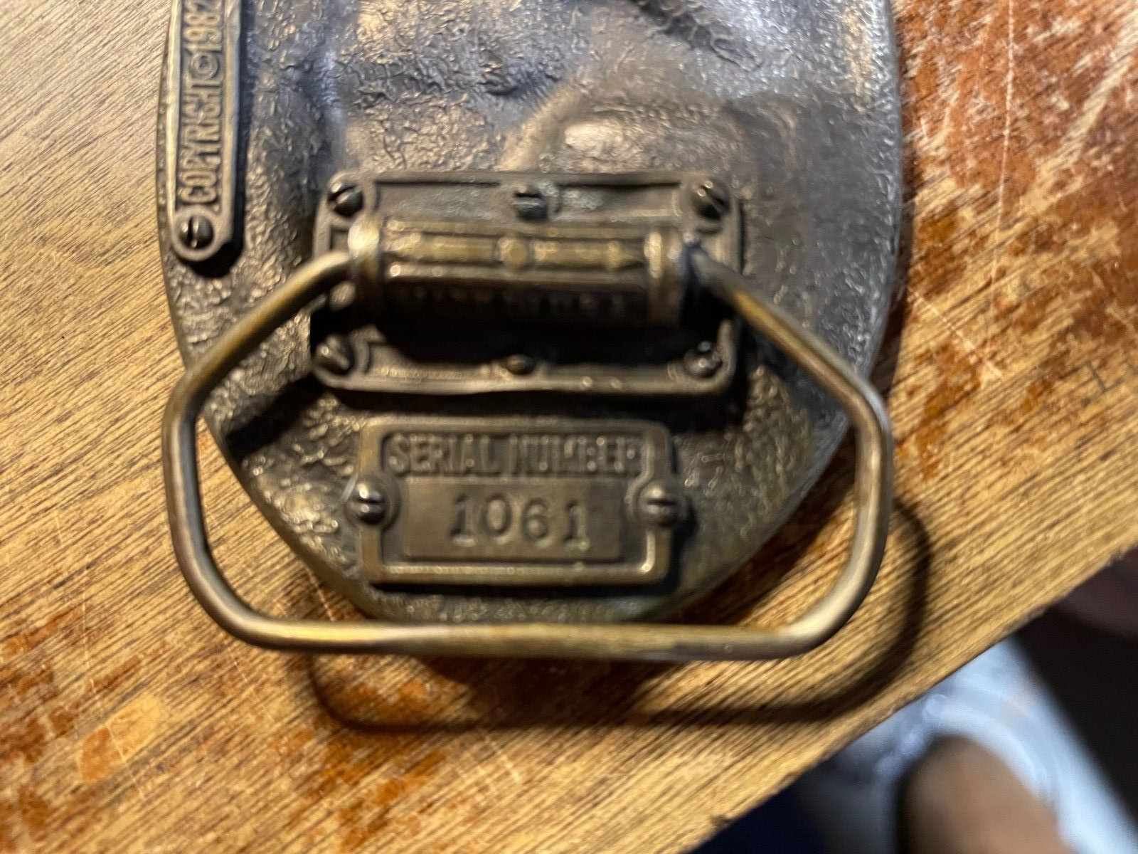 Vintage 1982 The Great American Buckle CO. Hockey Brass Buckle USA NHL MapleLeaf