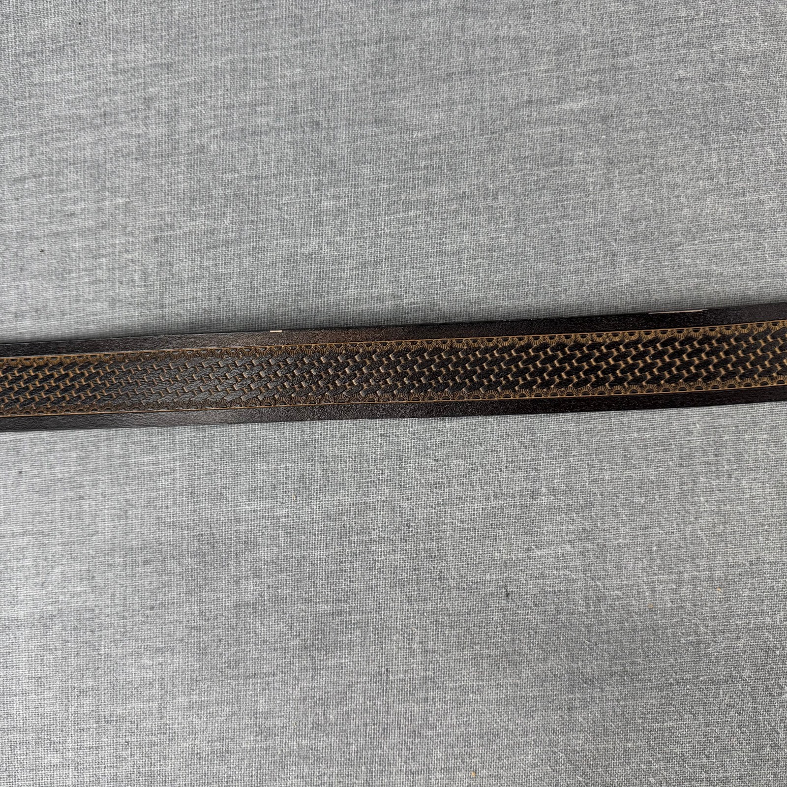 Bison Denim Brown Leather Belt 110cm 43 in Ornate Longhorn Buckle Western