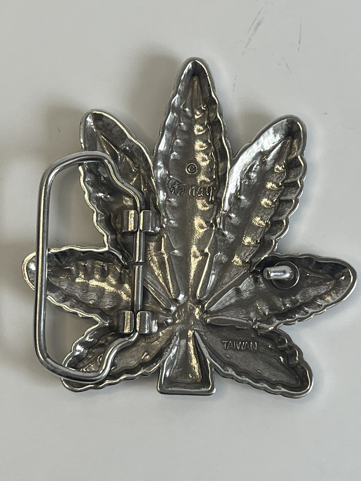 Marijuana Pot Leaf Belt Buckle Silver tone