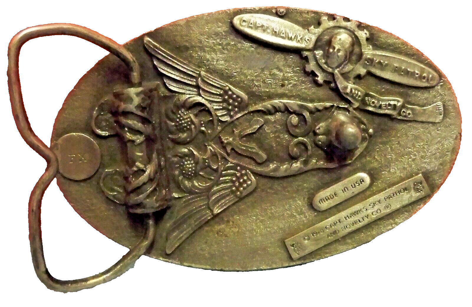 Vintage Metal I&rsquo;d Rather Be Fishing Belt Buckle Pewter Color Capt Hawk&rsquo;s USA