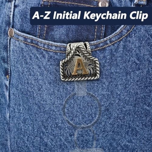 Vintage Western Cowboy Letter Keychain,Handmade Metal-Z Initial Key Chain A