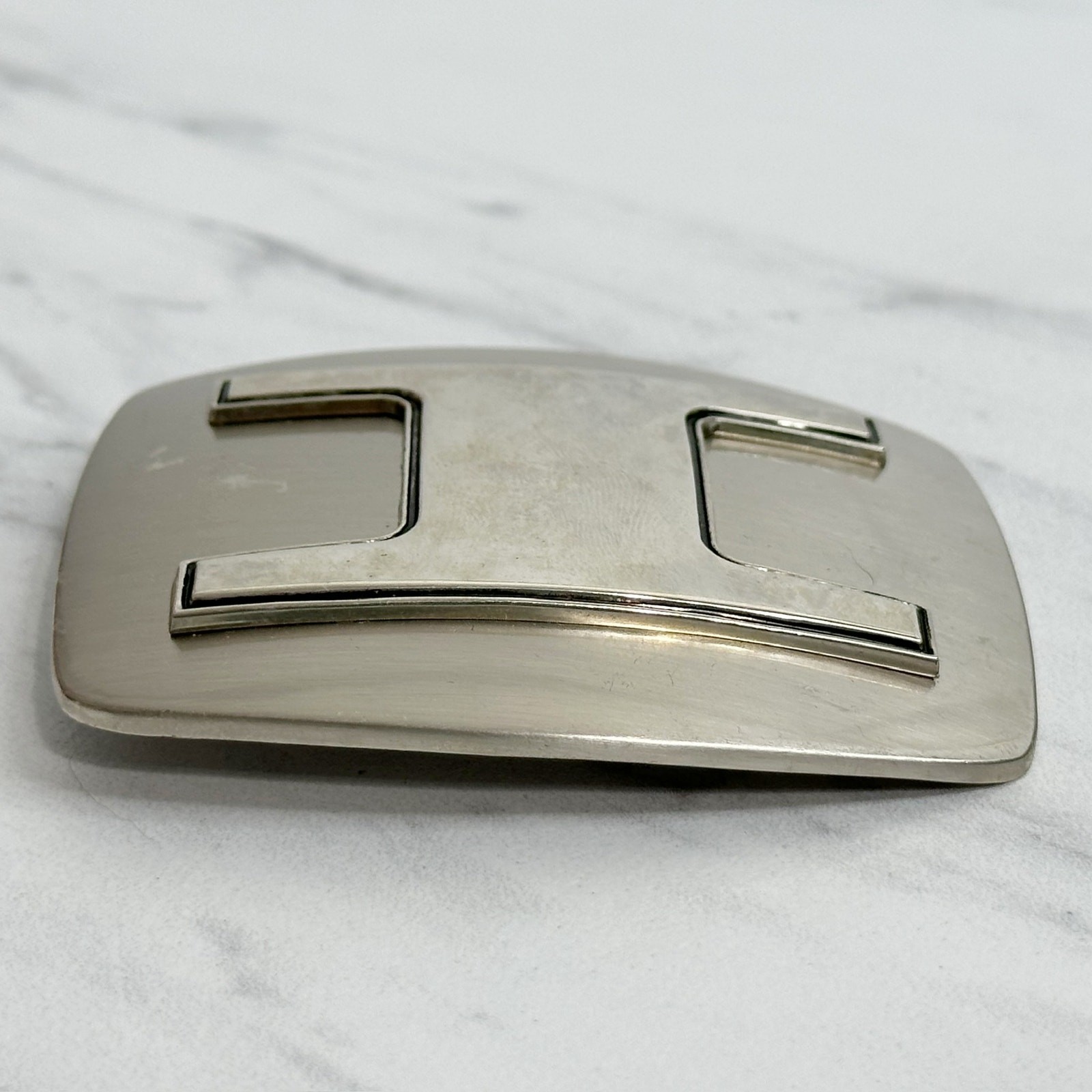Letter I Initial Monogram Silver Tone Belt Buckle – 3.16&Prime; x 2.78&Prime;