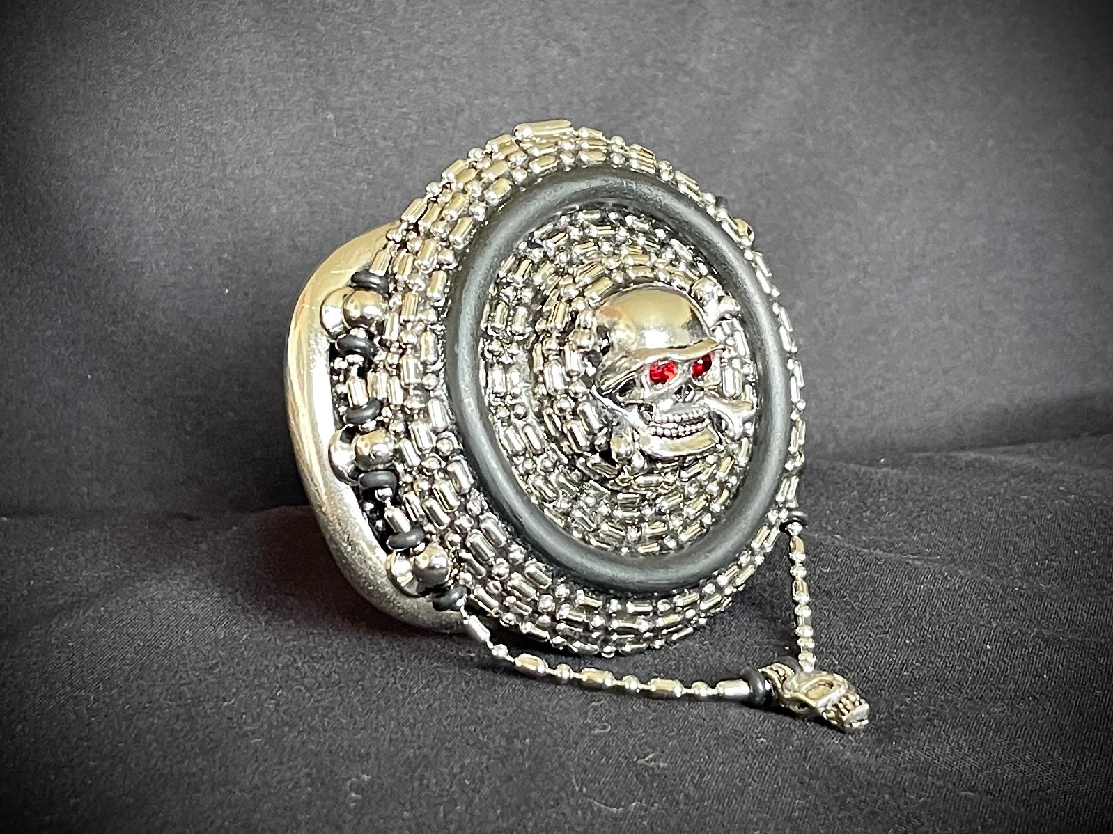 “ Skull Reliquary Halo” Buckle Gothic Beaded Chain 3” x 3” OOAK Darren McNeese