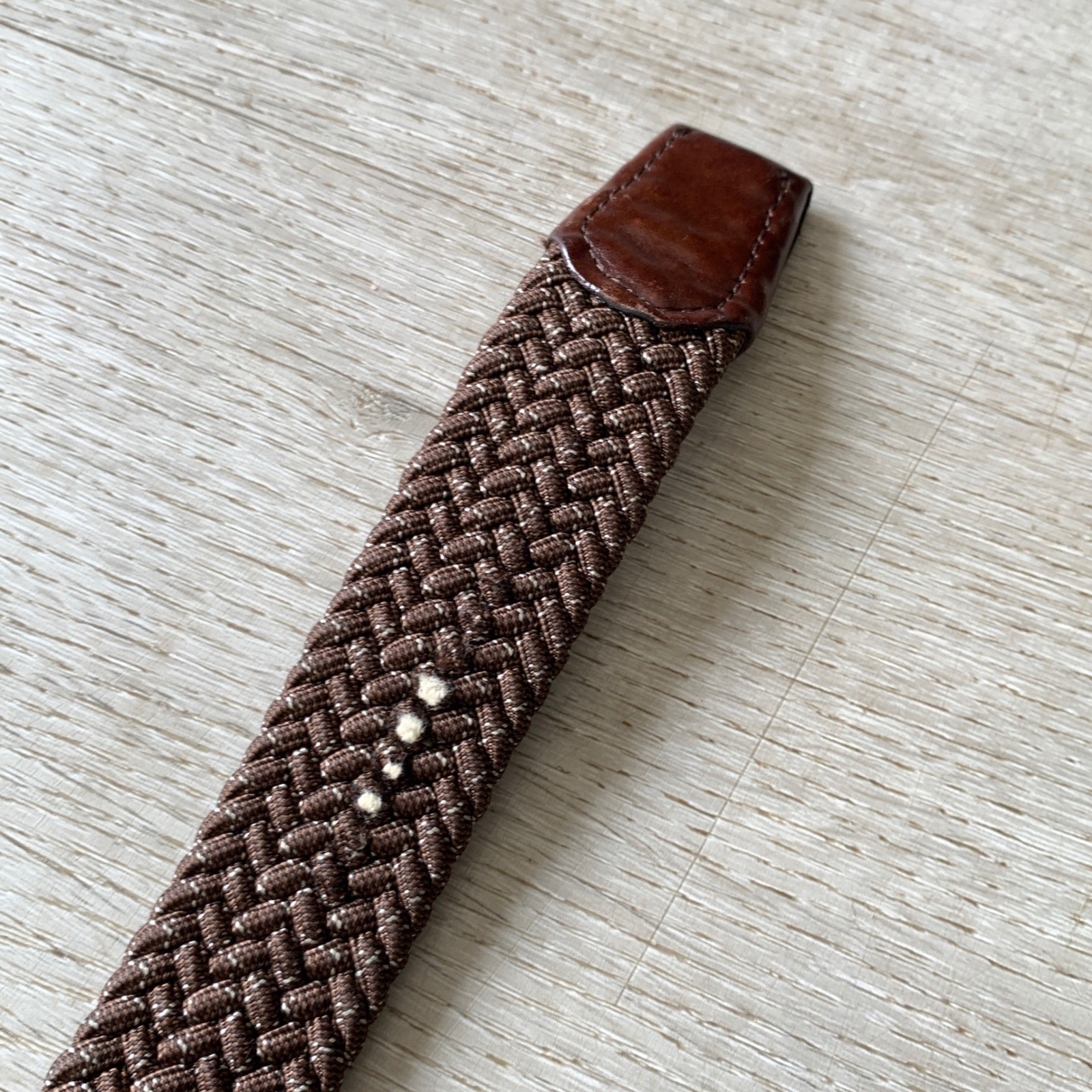 Men&rsquo;s/Unisex Brown Woven Stretch Belt with Silver Buckle Sz 34