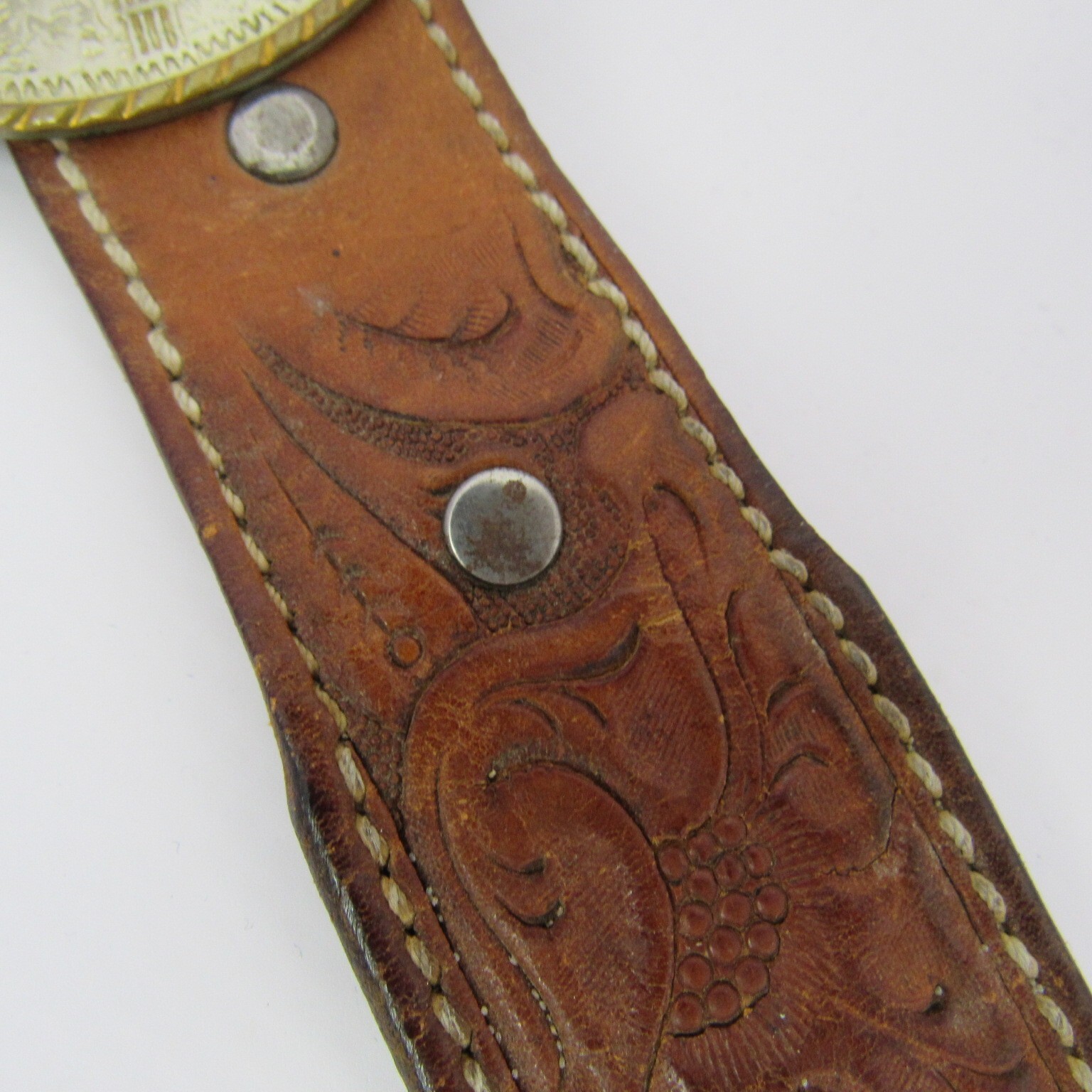 Vintage Tony Lama German Silver Belt Buckle and leather Belt