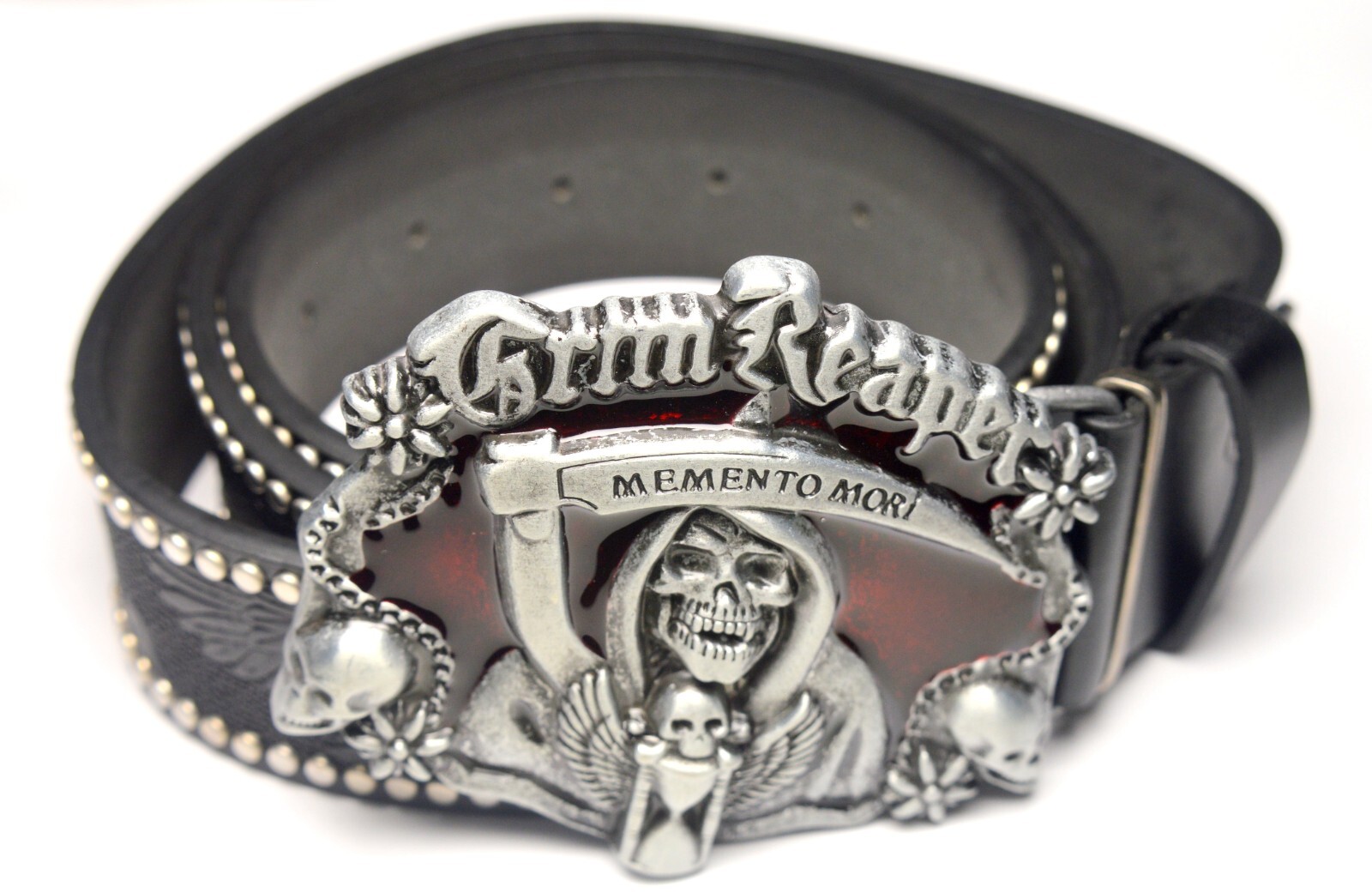 GRIM REAPER MEMENTO MORI BLACK SKULL BELT BUCKLE
