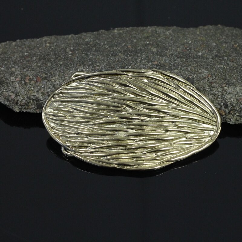 Gold Belt Buckle With Organic Texture Elegant Oval Belt Buckle