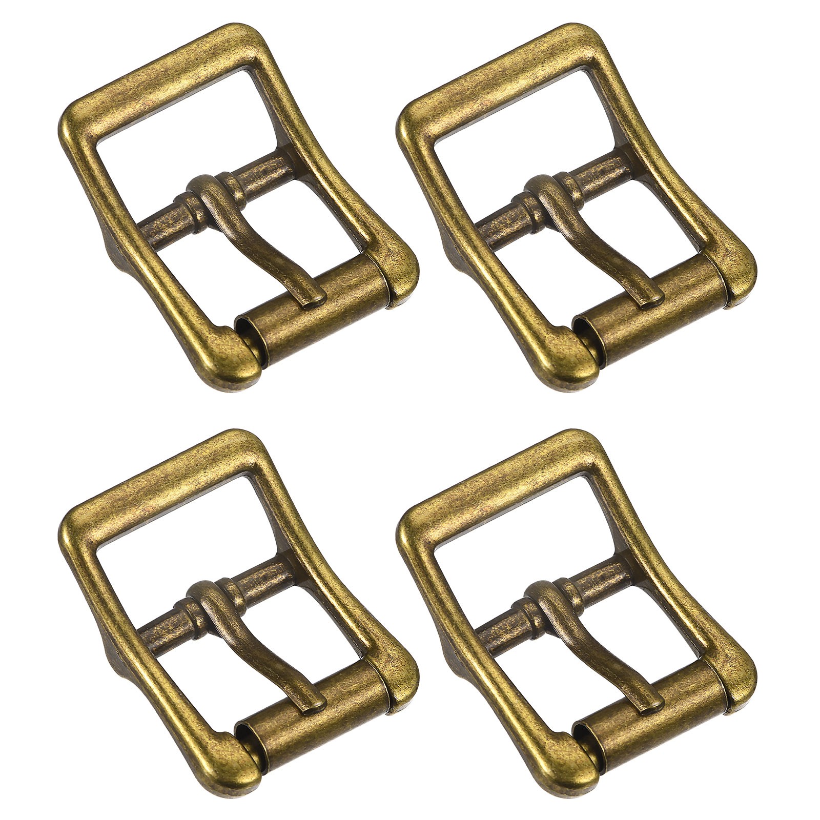 4Pcs 0.87&Prime; Single Prong Belt Buckle Square Center Bar Buckles for Belt, Brass