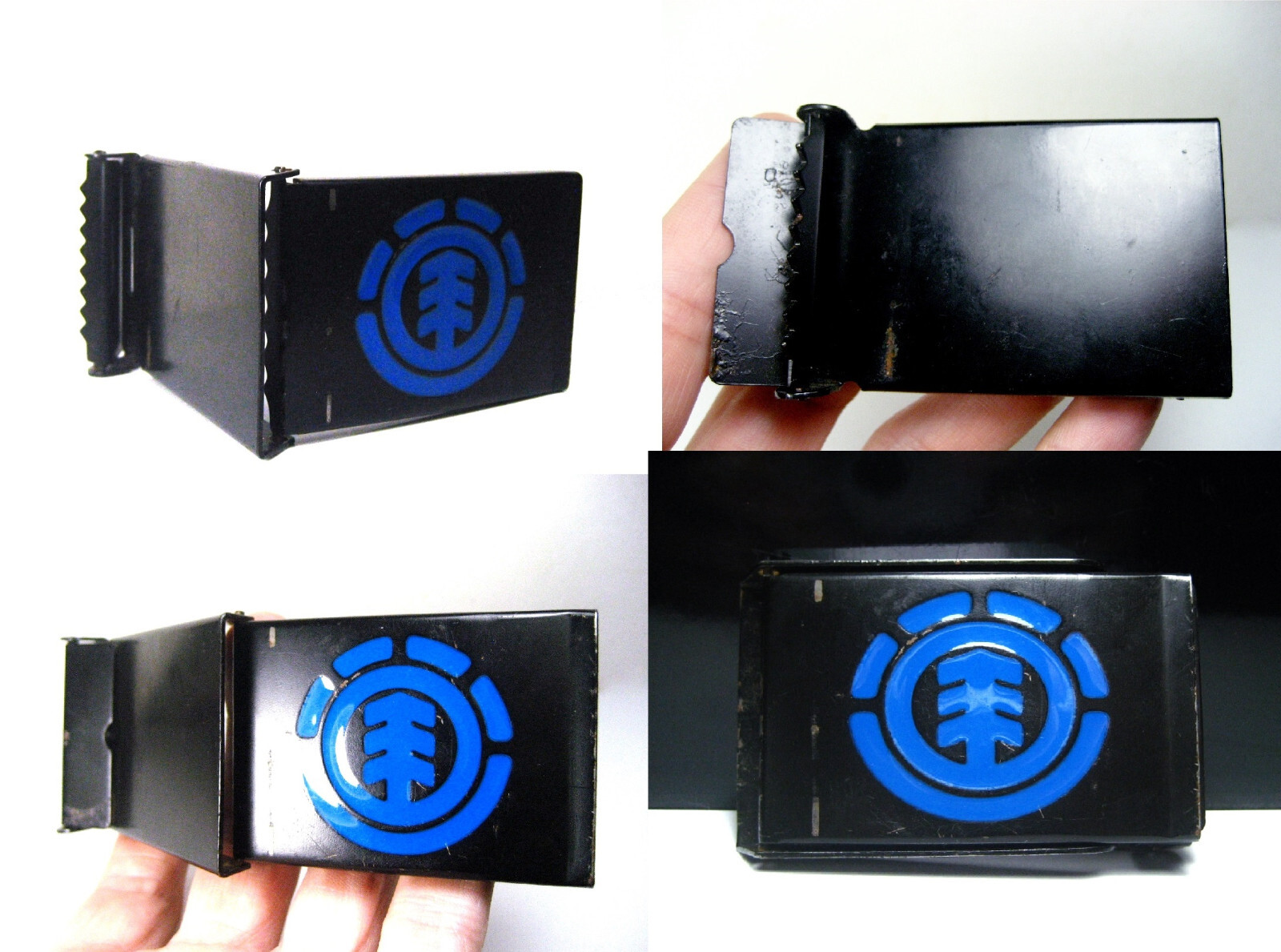 Element Skateboards Belt Buckle Black Painted Steel Blue Enamel Logo 2 5/8&Prime; NICE