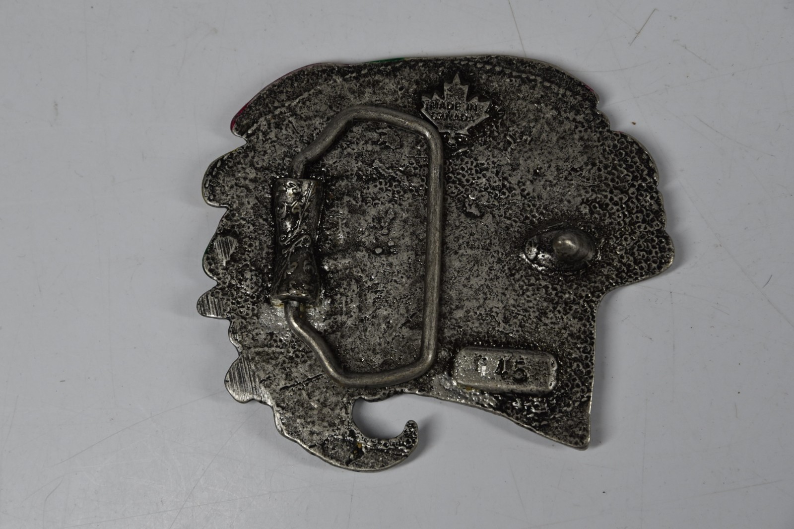 Vintage Native American Chief Head Dress Belt Buckle Metal Made in Canada