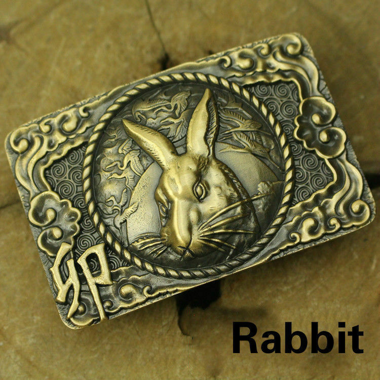 Chinese Zodiac Belt Buckles Brass Golden Toad Embossed Buckle Head Retro Decor