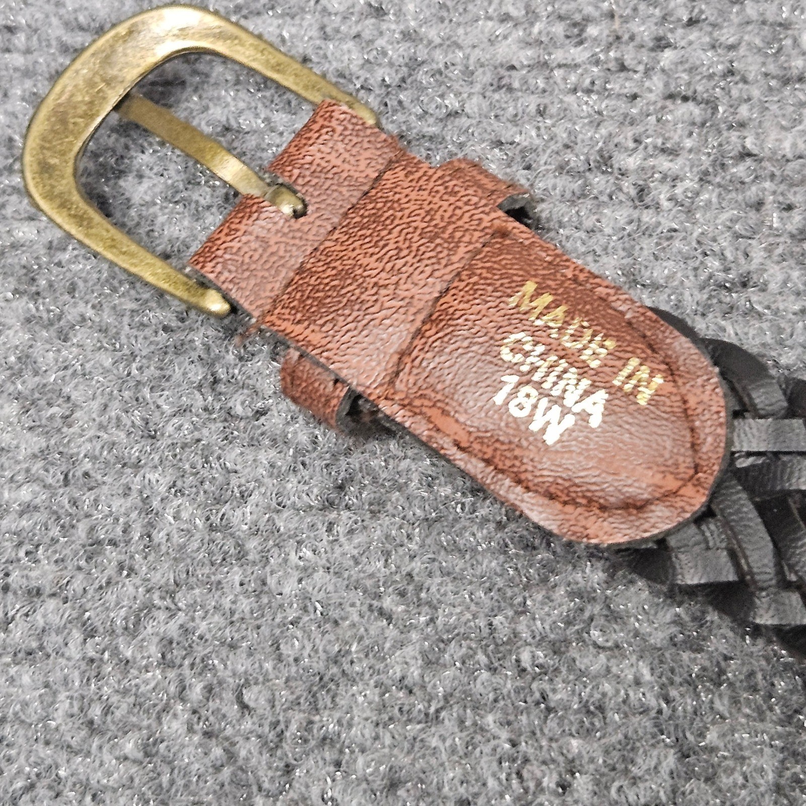 Braided Faux Leather Belt 18W Brown Brass Tone Buckle Y2K Classic Y2K Preppy