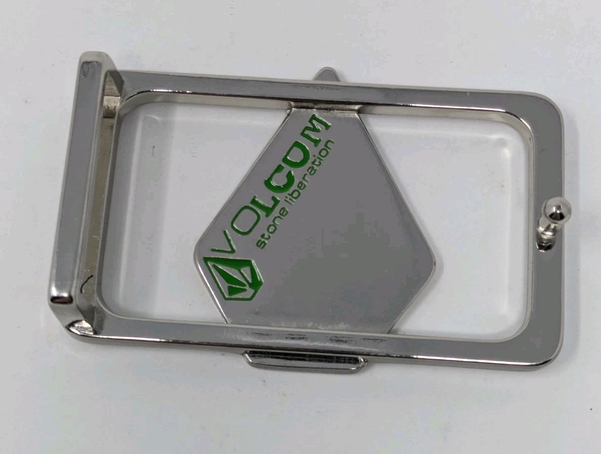 VOLCOM Apparel Company Diamond Logo Openwork Green Silver Tone Promo Belt Buckle