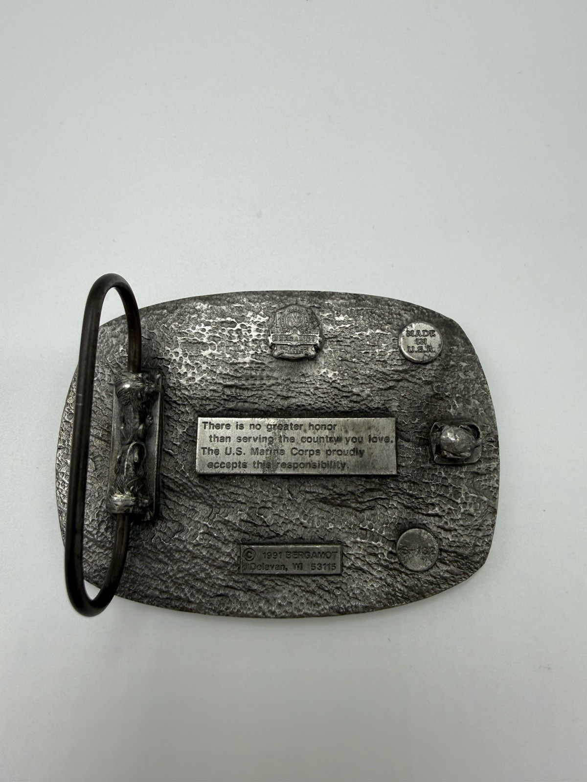 Military Belt Buckle Pewter U S Marine Corps Montage 90’s Made In The USA