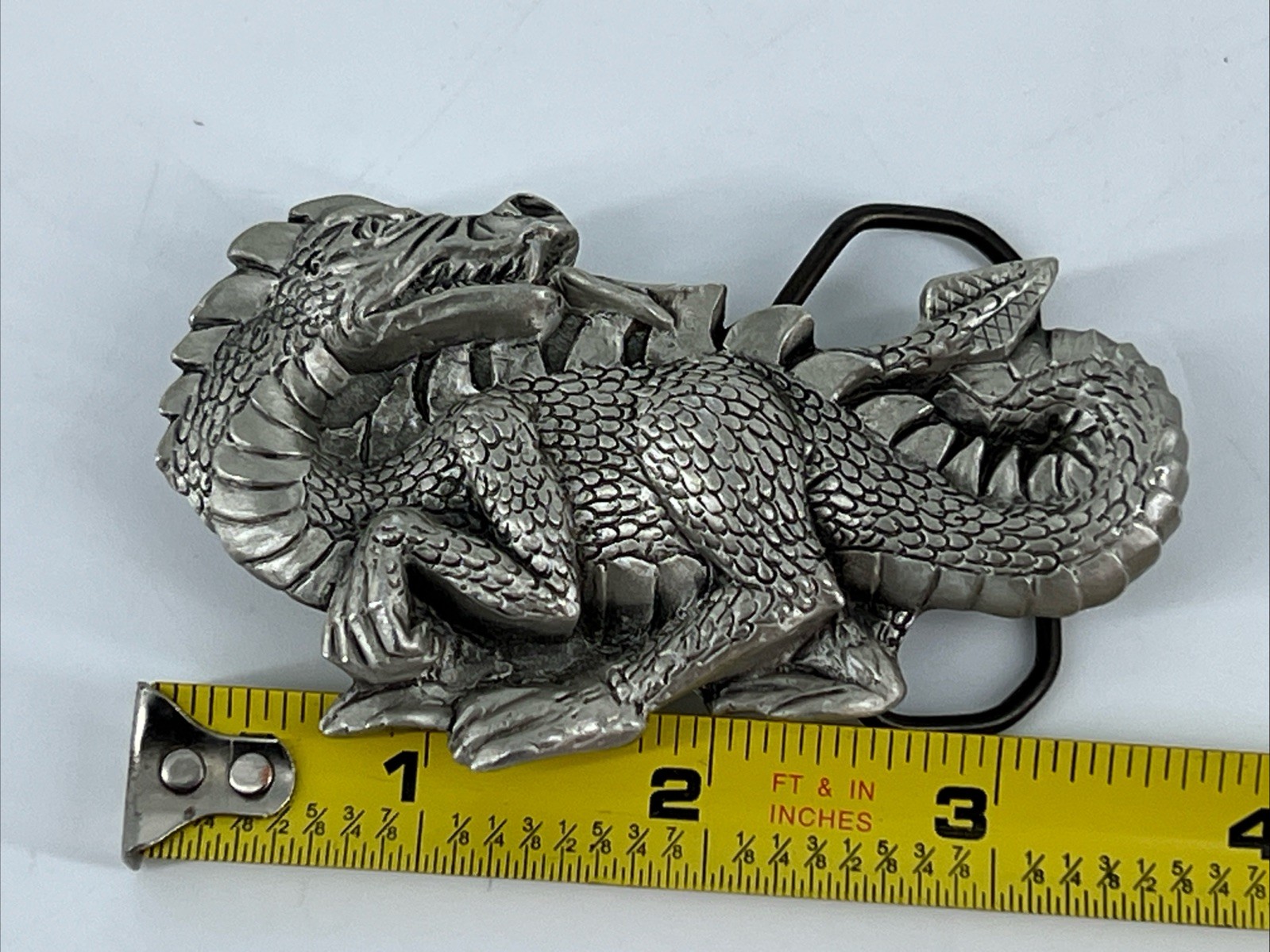 Dragon Fantasy Fire Breathing Medieval Creature Monster Belt Buckle 1984 PEWTER