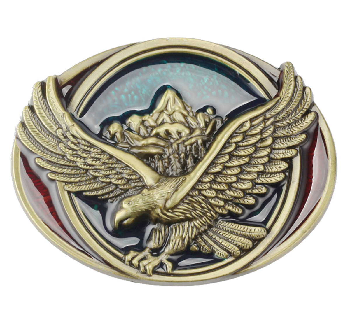 Flying Eagle Belt Buckle Western Cowboy Native American Motorcyclist (EG-02-G)