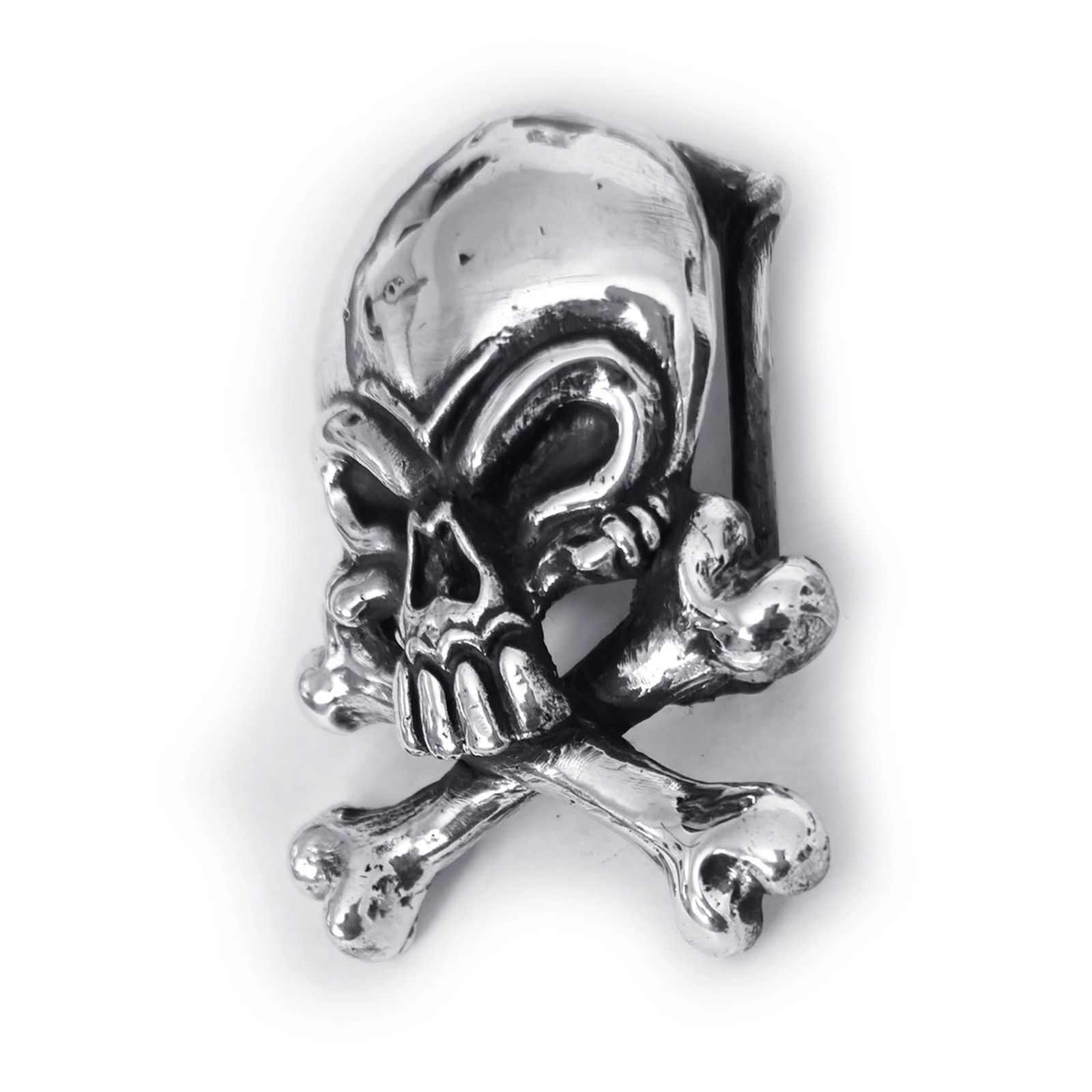 Skull with Crossed Bones Sterling Silver Belt Buckle