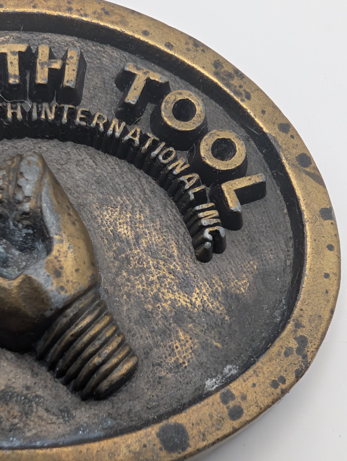 Vintage Smith Tool Belt Buckle Smith International Oil Gas Drill Bit Brass
