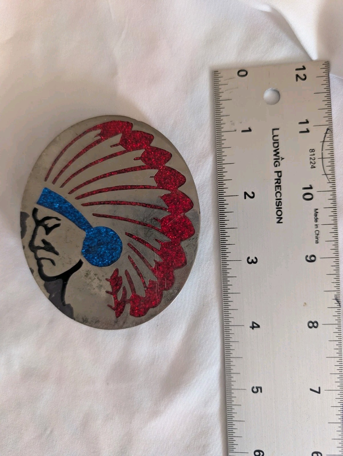 Pacific Silvercraft Studio Vintage 1979 Chieftain Belt Buckle Red/Blue 3.5 in