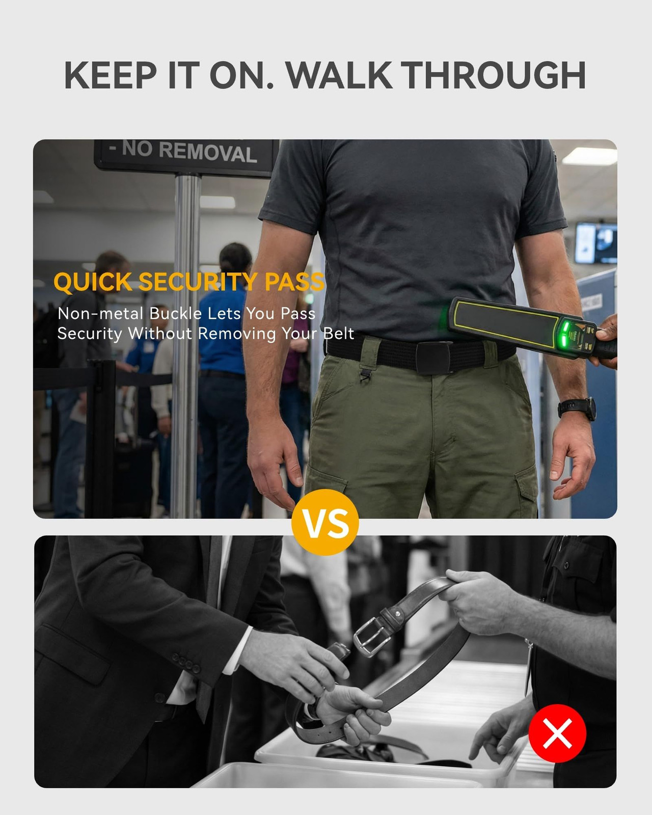 CHAOREN Nickel Free Web Belt Men – TSA 57&Prime; (Fits Up to 50&Prime; Waist), Black